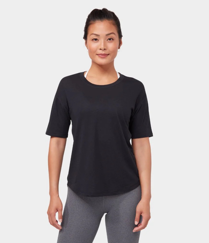 Black Women's Manduka ENLIGHTENED T Shirts | 9005596