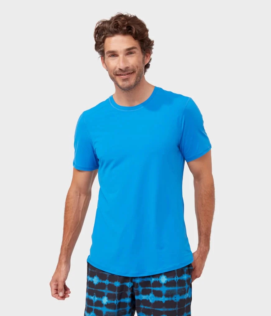 Blue Men's Manduka TECH T Shirts | 4542103