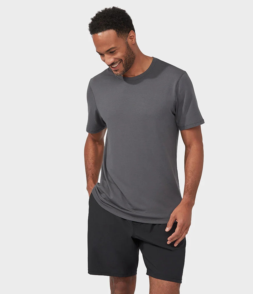 Grey Men's Manduka REFINED T Shirts | 9332063