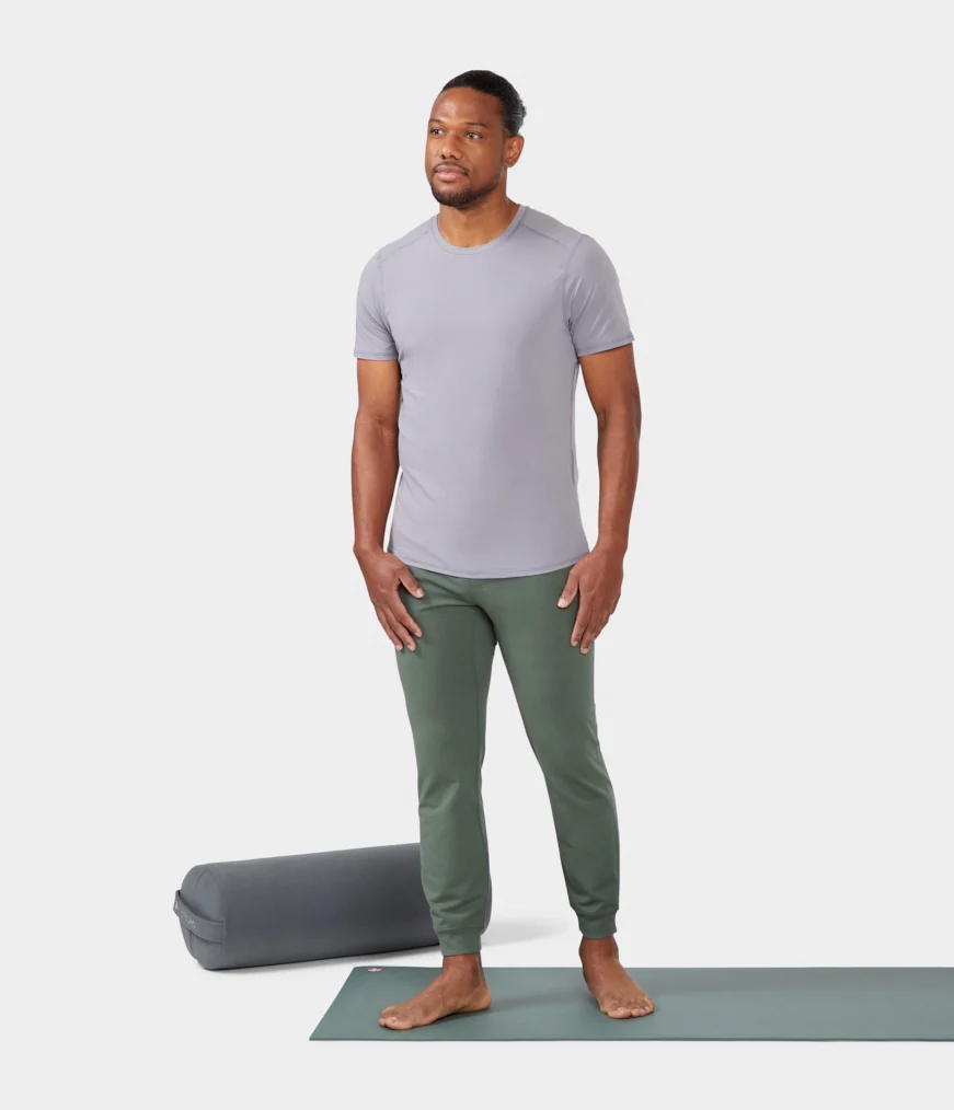Grey Men's Manduka TECH T Shirts | 7586562