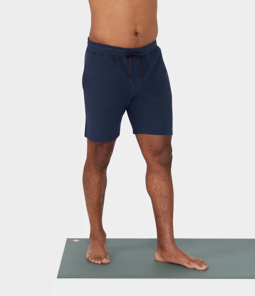 Navy Men's Manduka RECHARGE Shorts | 3781108