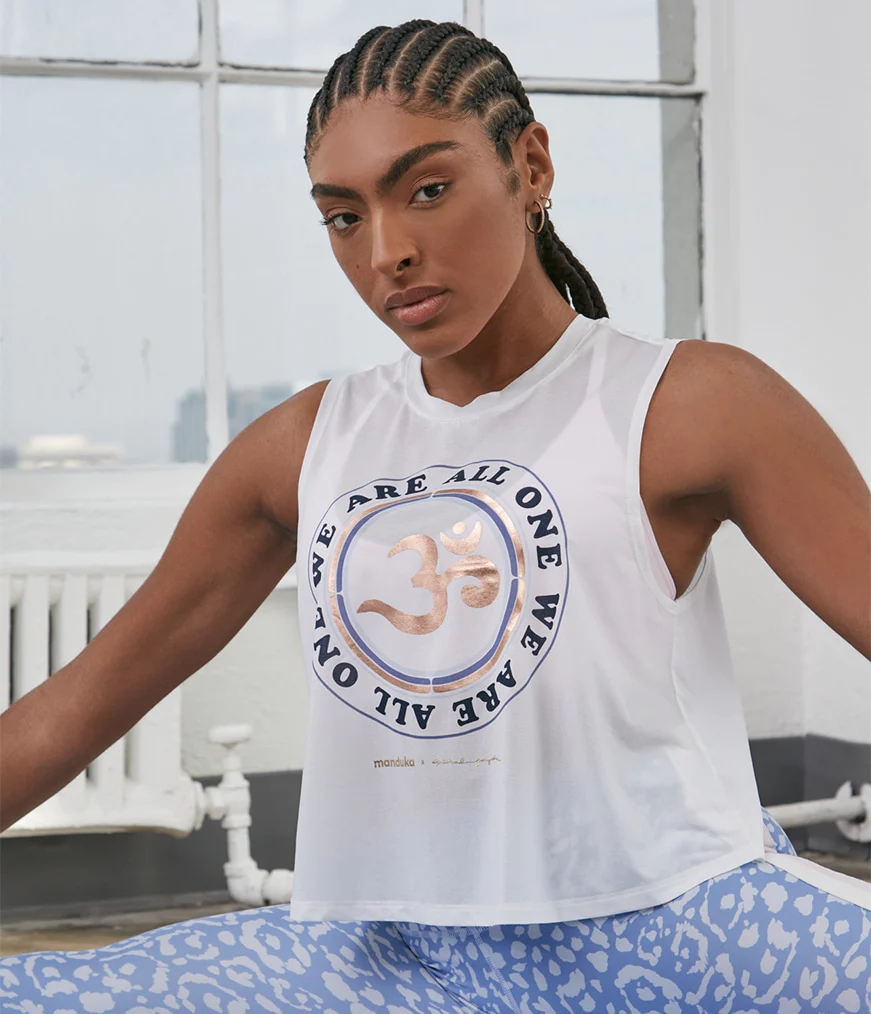 White Women's Manduka ACTIVE CROP Tanks | 4777213