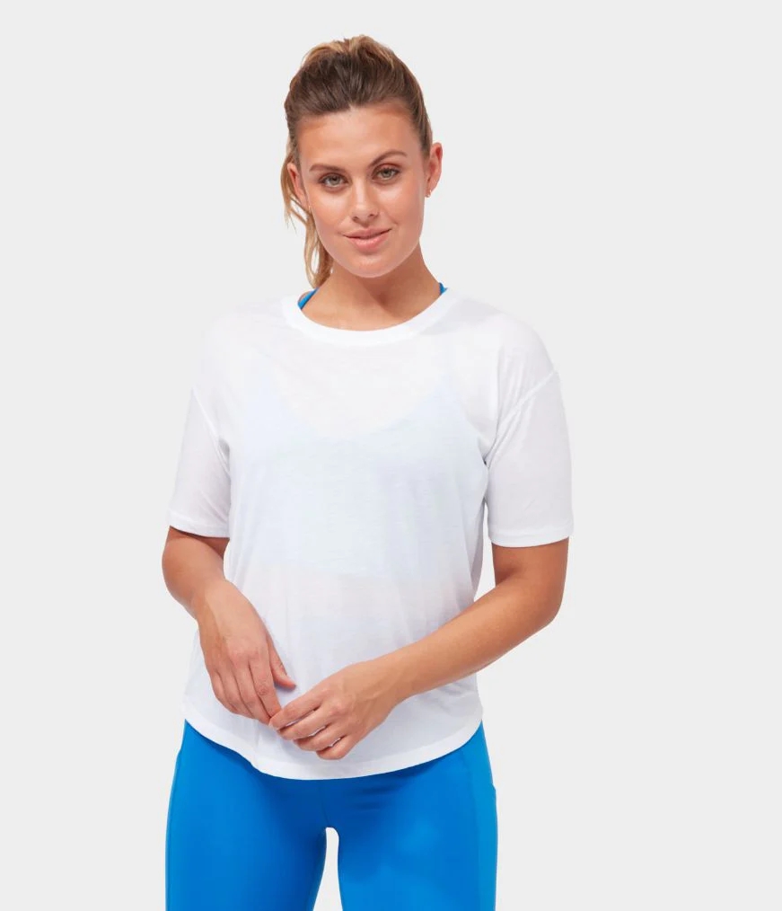 White Women's Manduka ENLIGHTENED T Shirts | 1978400