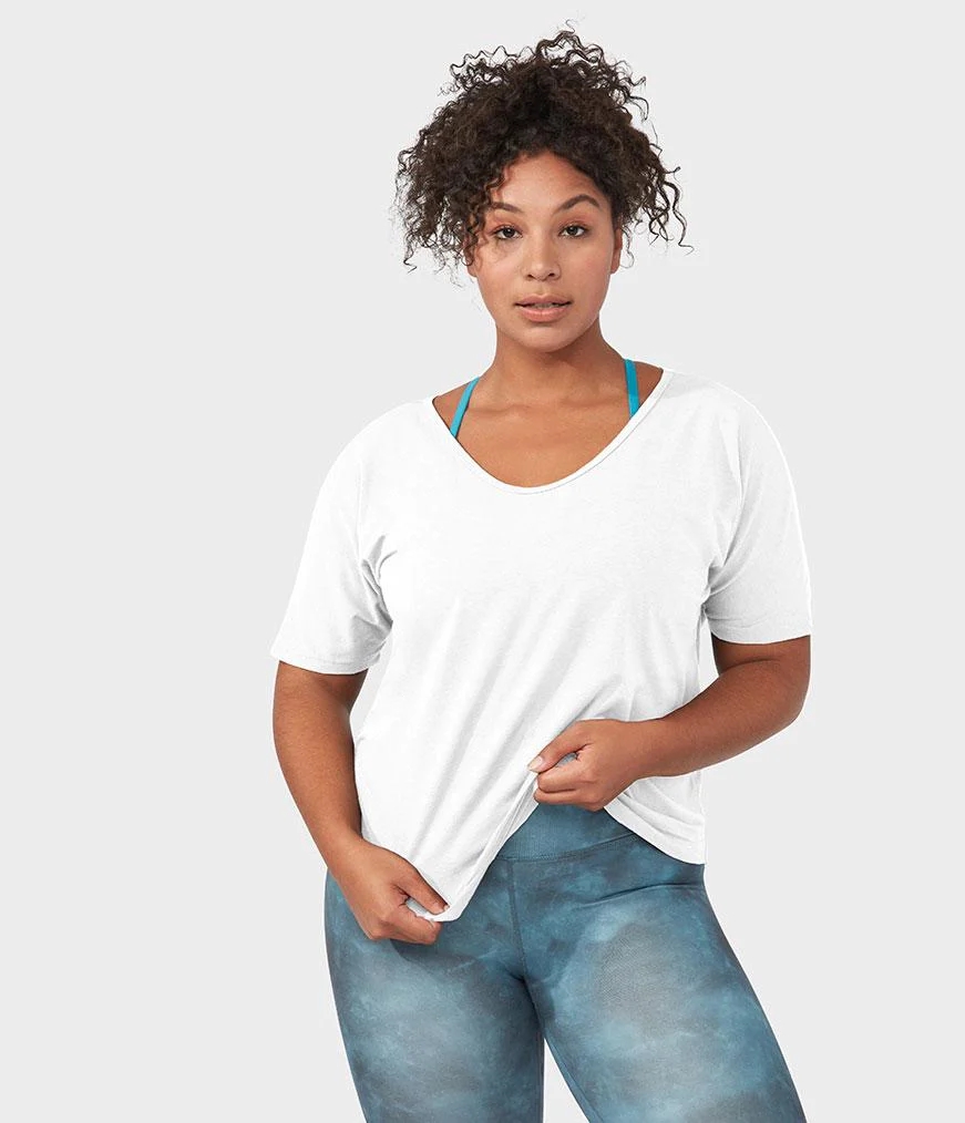 White Women's Manduka ENLIGHT RELAXED T Shirts | 1944673